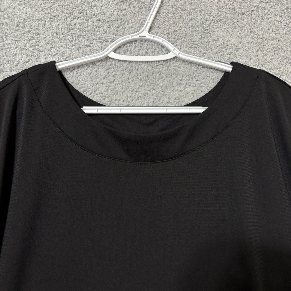 Work Casual Black Tunic Top Plus Size 2X Stretch Minimalist Layering Blouse - Picture 3 of 10